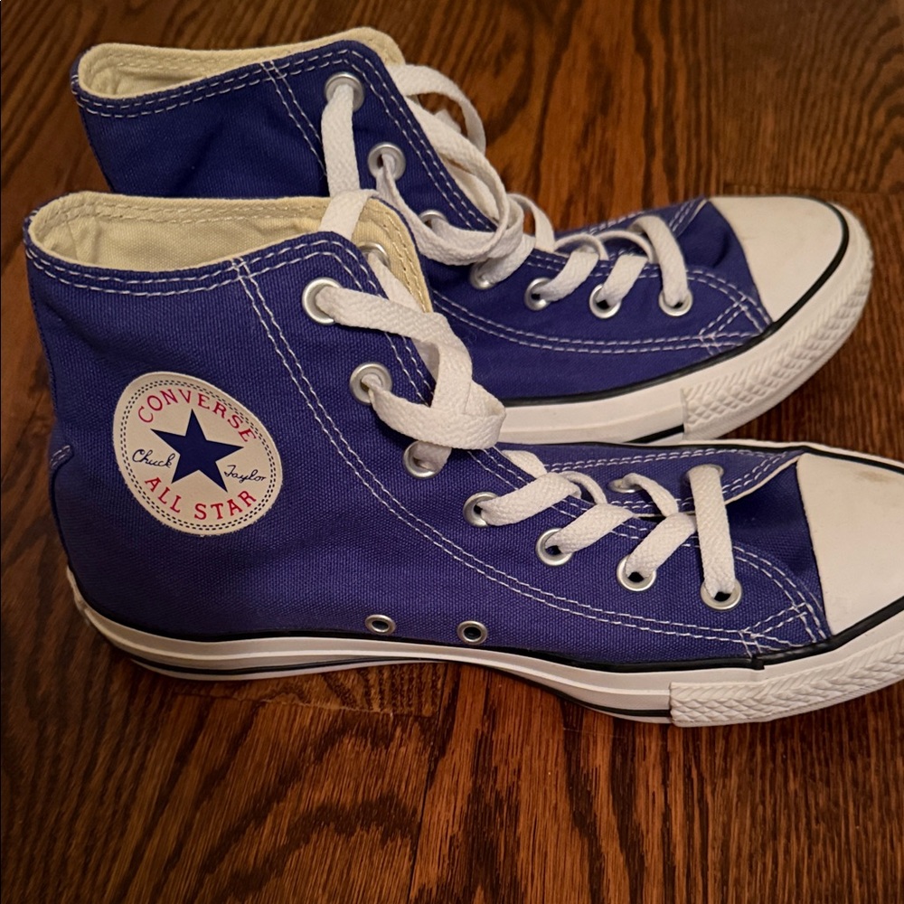 Women's High-Top Canvas Sneakers - Blue - Picture 2 of 3